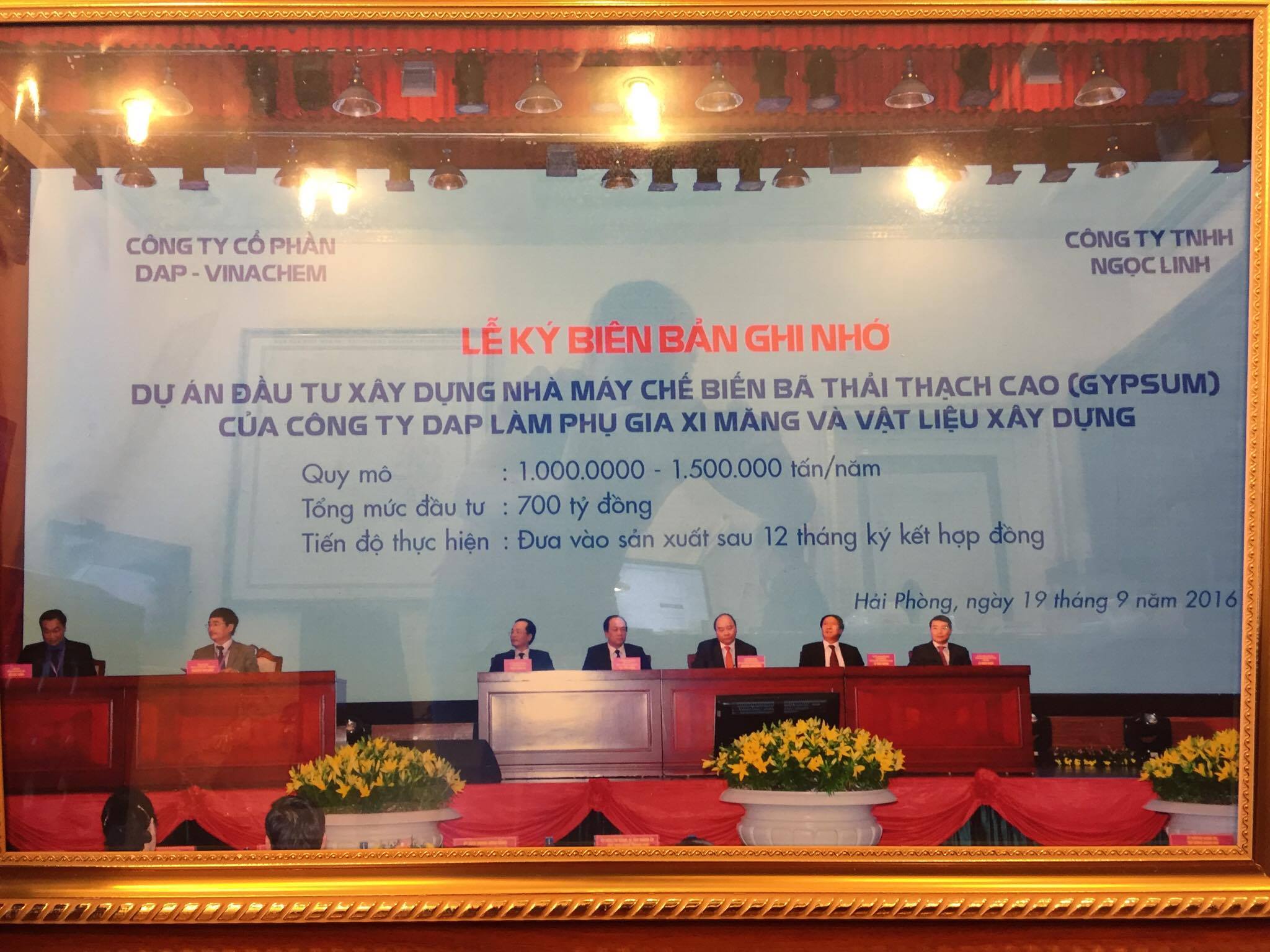 Lễ ký Biên bản ghi nhớ dự án đầu tư xây dựng nhà máy chế biến bã thải thạch cao (Gypsum) của Công ty DAP làm phụ gia xi măng và vật liệu xây dựng